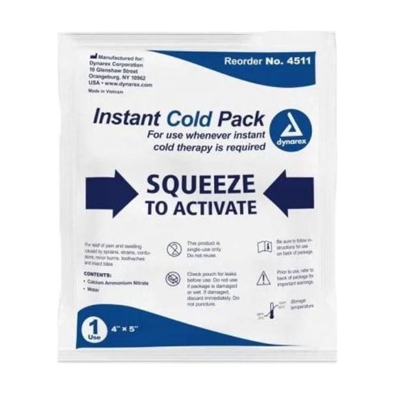 (1 Each) Dynarex Single Use Disposable Instant Cold Pack 4" x 5" (MS-80300-DY)