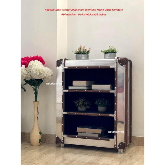 NauticalMart Aviator Aluminium Shelf Home Office Furniture Industrial Bookcase