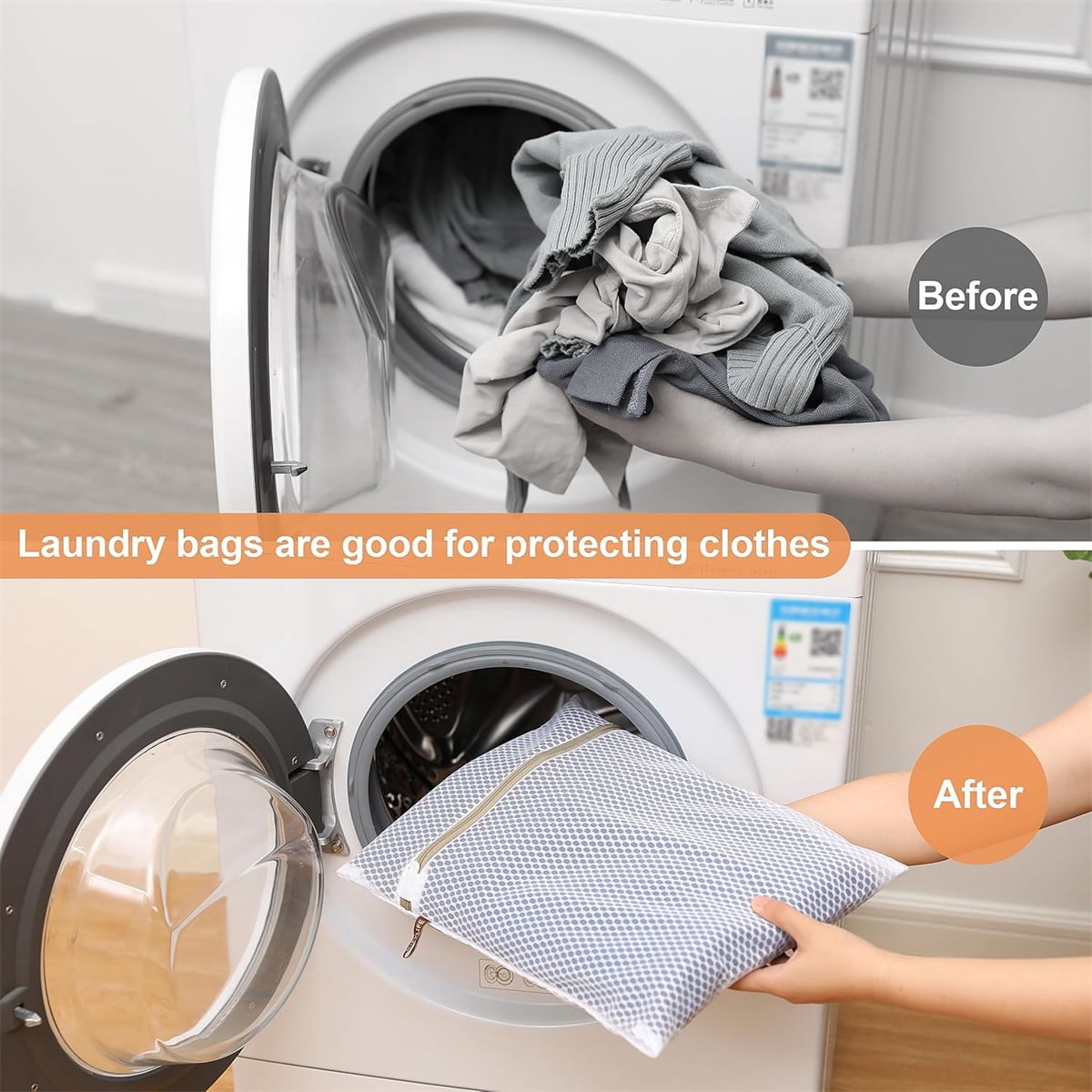 GIXUSIL Mesh Washing Bags for Laundry 3 Pack 10 x 12 inch Small Delicates Socks Lingerie Baby Clothes Wash Machine Net Zipper Bag for Home Dorm Hotel Travel Storage Organizer, White