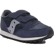 Saucony Jazz Original Kid's Hook And Loop Suede Nylon Sneakers In Navy Size 2.5