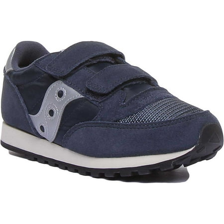Saucony Jazz Original Kid's Hook And Loop Suede Nylon Sneakers In Navy Size 2.5