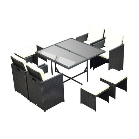 Outsunny Rattan Wicker 9 Piece Patio Dining Set With Ottomans Outsunny Rattan Wicker 9 Piece Patio Dining Set With Ottomans
