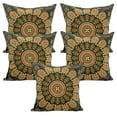 thumbnail image 1 of Stylo Culture Ethnic Couch Throw Pillow Covers 16 x 16 Peacock Eye Printed Dark Green Traditional 40cm x 40cm Home Decor Cotton Mandala Square Cushion Covers | Set Of 5, 1 of 4