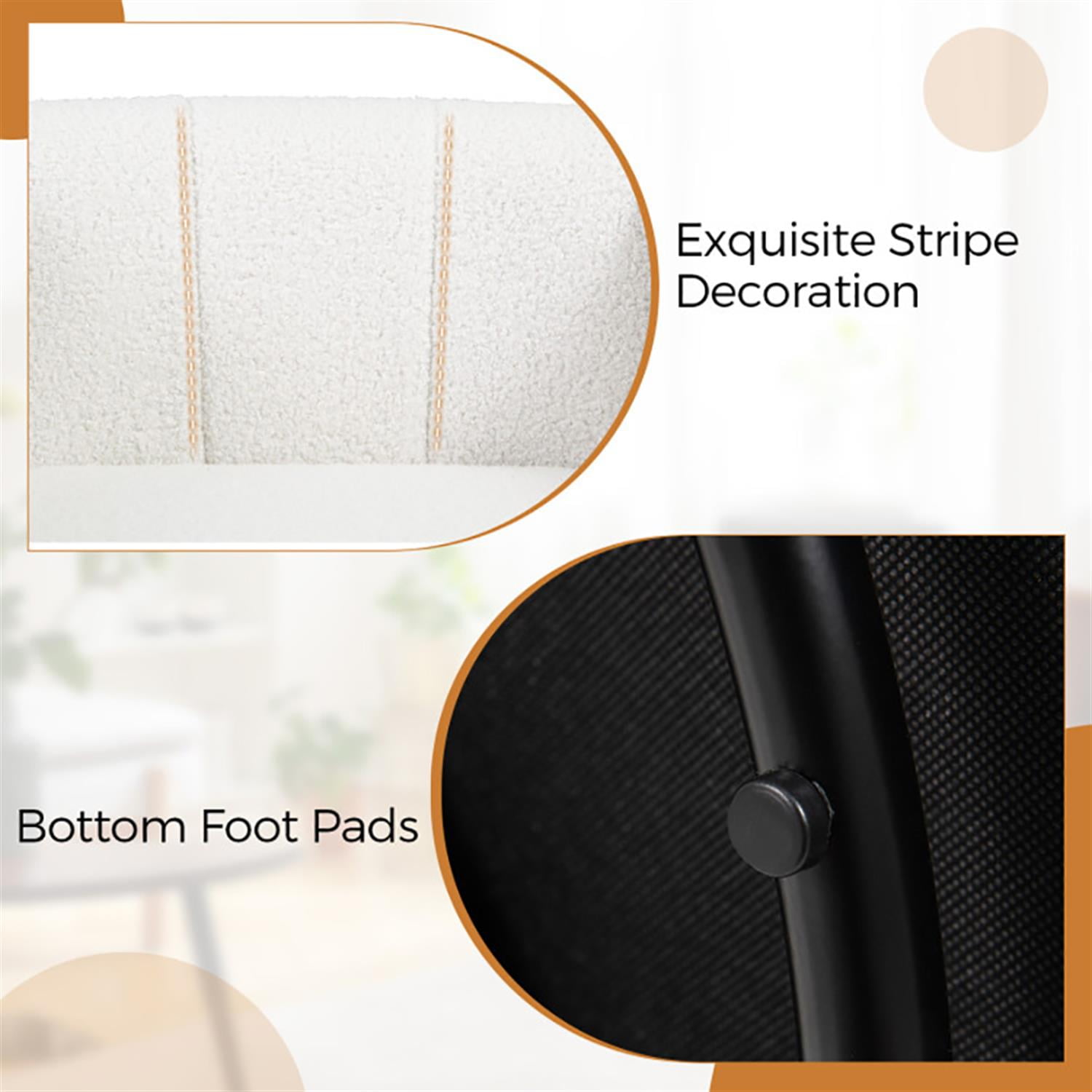 Demi Bonn Sherpa Accent Chair, Elegant Armchair with Curved Backrest and Armrests, Suitable for Living Room Bedroom Reception Room Office, White