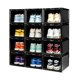thumbnail image 1 of Cajas de almacenamiento de zapatos apilables frontal magnéticas de plástico juego organizador que ahorra espacio paquete de 12 negro, 1 of 6