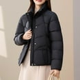 thumbnail image 5 of Weiqiqre Womens Jackets Quilted Puffer Jacket Long Sleeve Full Zipper Winter Warm Padded Bubble Coat, 5 of 5