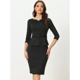 thumbnail image 3 of DARING DIVA Peplum Dress Belted Cocktail Sheath Dress XS Black, 3 of 6