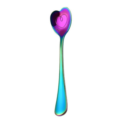 

Fovien Ice Cream Coffee Spoons Stainless Steel Dessert Spoons Heart Spoons for Home and Party Colorful