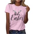thumbnail image 1 of Mujeres de Manga Corta Tops Casual Nuevo Cuello Redondo Pascua, Ligera Camiseta de Poliéster Spandex, 1 of 4