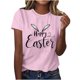 thumbnail image 1 of Mujeres de Manga Corta Tops Casual Nuevo Cuello Redondo Pascua, Ligera Camiseta de Poliéster Spandex, 1 of 4
