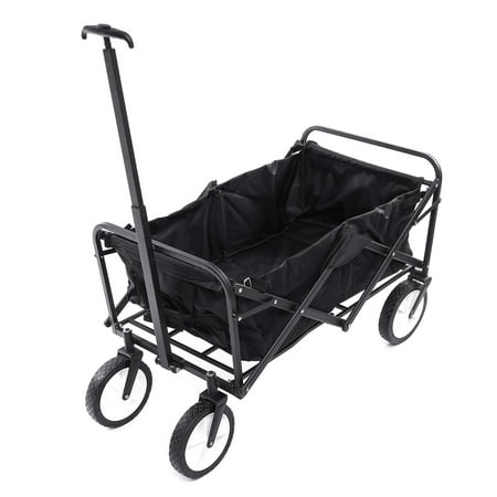 Groundwork Garden Utility Cart AUDEW Folding Wagon Cart with Telescoping Handle, Collapsible Outdoor Utility Wagon Heavy Duty Beach Wagon for Kids,Garden, Beach, Shopping with Oxford Basket Dust Protection Cover ()