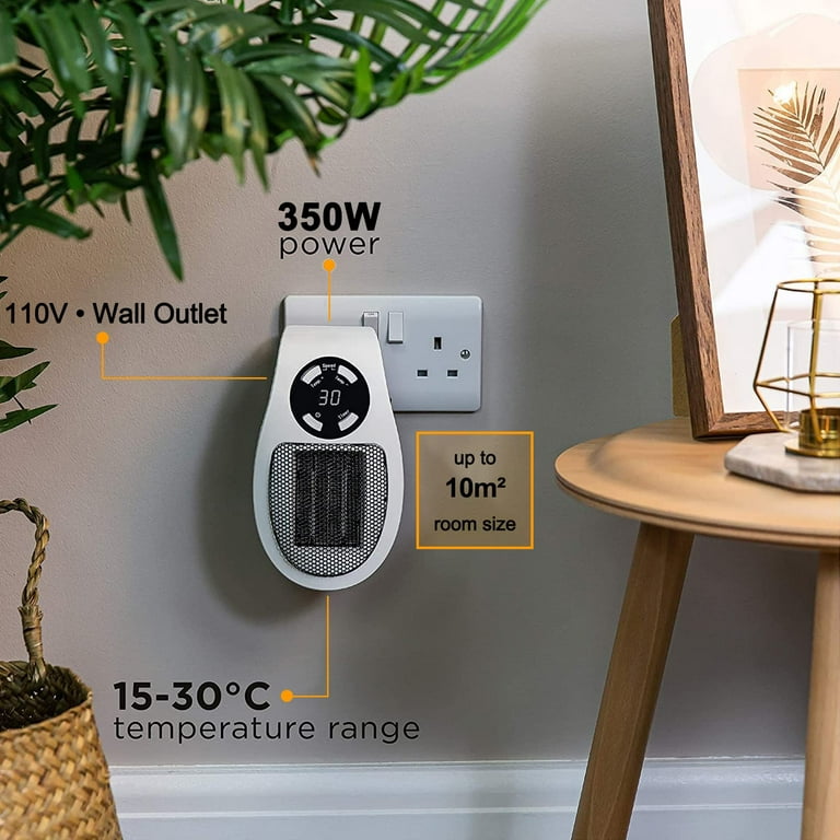Plug In Heater for Indoor Use - 350W Fast Heating Alpha Heater Small Plug  In Wall Heater, Low Wattage Space Heater with Thermostat, Timer, Led  Display - Walmart.com