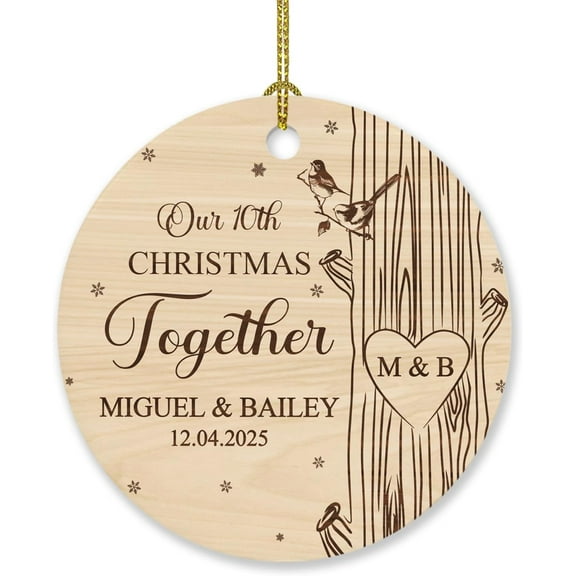Personalized Mr & Mrs 10th Christmas Together Ornament 2025, Custom Names Date Anniversary Hanging Ornament Gift for Husband Wife