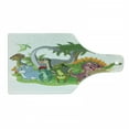 thumbnail image 1 of Jurassic Cutting Board, Cartoon Group Dinosaur Friendship Humor Colorful Happy Smile Creative Jurassic Fun, Tempered Glass Cutting and Serving Board, Wine Bottle Shape, Multicolor, by Ambesonne, 1 of 1