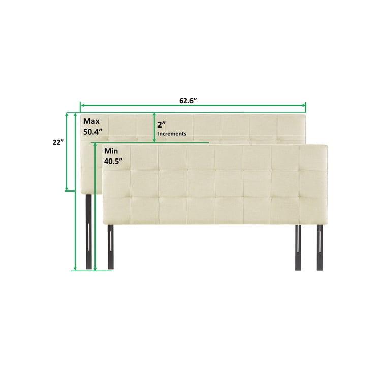 Jessenia Full Size Tufted Upholstered Headboard – 12-Position Adjustable, Cream