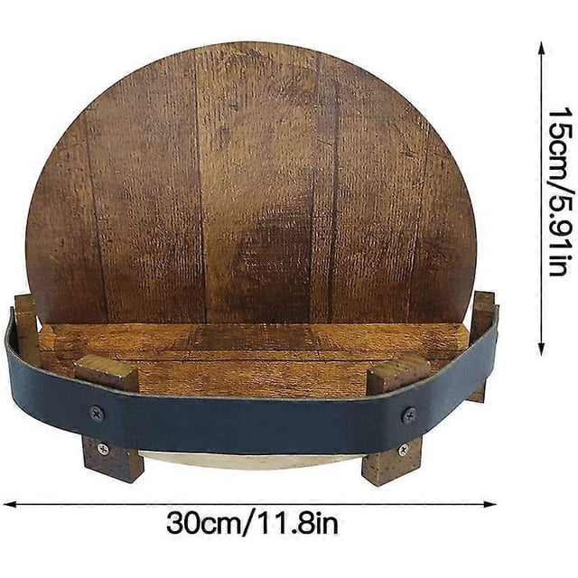 Wooden Vintage Whiskey Barrel Shelf Hand Crafted Liquor Bottle Display Rack