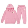 thumbnail image 1 of FhsagQ Outfits for Girls Reindeer Girls' Hoodie Set Children's Two Piece Set Medium and Small Children's Solid Color Long Sleeved Hoodie and Sweatpants Little Girls Outfits Size 6-7 Spring 6-7 Years, 1 of 5