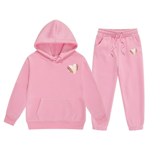 FhsagQ Outfits for Girls Reindeer Girls' Hoodie Set Children's Two Piece Set Medium and Small Children's Solid Color Long Sleeved Hoodie and Sweatpants Little Girls Outfits Size 6-7 Spring 6-7 Years