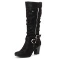 thumbnail image 2 of LOVE STEETLY Women's Knee High Slouchy Chunky Heel Boots, Side Zipper Round Toe Faux Leather Casual Comfort Versatile Boot, 2 of 7