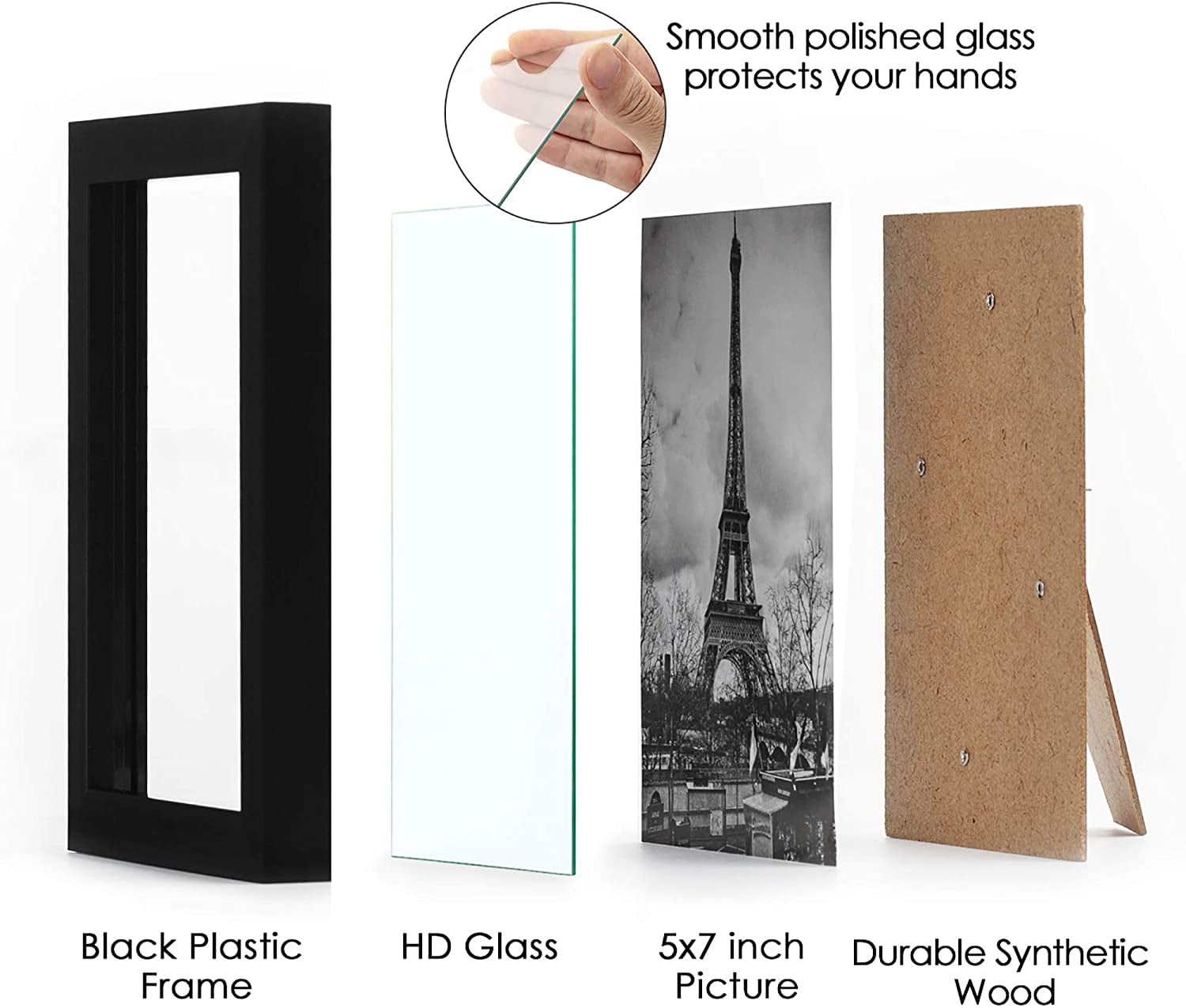 upsimples 5x7 Picture Frame with Real Glass,Bulk Photo Frames for Wall or Tabletop Display,Set of 17,Black 