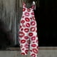 thumbnail image 2 of Gibobby pantalones siameses color liso Mono con tirantes informal retro estampado para el día de San Valentín para mujer(Rojo， XXL), 2 of 3