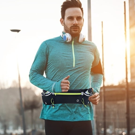 Uutvmp Running Belt with Water Bottles, Hydration Belt for Men and Women, Water Bottle Holder Running Pouch Belt, Fanny Pack Fits 7 inches Phones, Waist pack for Running Hiking Climbing