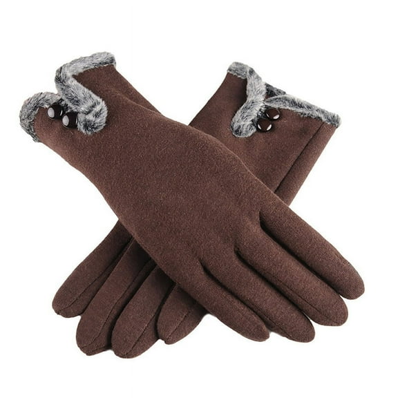 Ruanlalo Gloves,1 Pair Women Gloves Plush Thicken Two Buttons Highly Warm Cycling Mittens for Skating