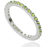 CZ August Birthstone Sterling Silver Eternity Band