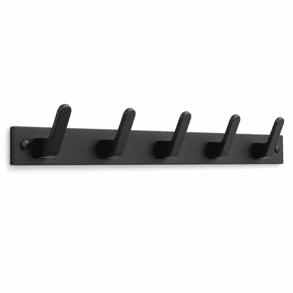Coat Rack Wall Mount with 5 Hooks, Black Coat Hangers for Wall, Howkers Aluminum Coat Hooks Hat Hooks Suitable for Living Room Entrance, Bedroom, Kitchen, Bathroom