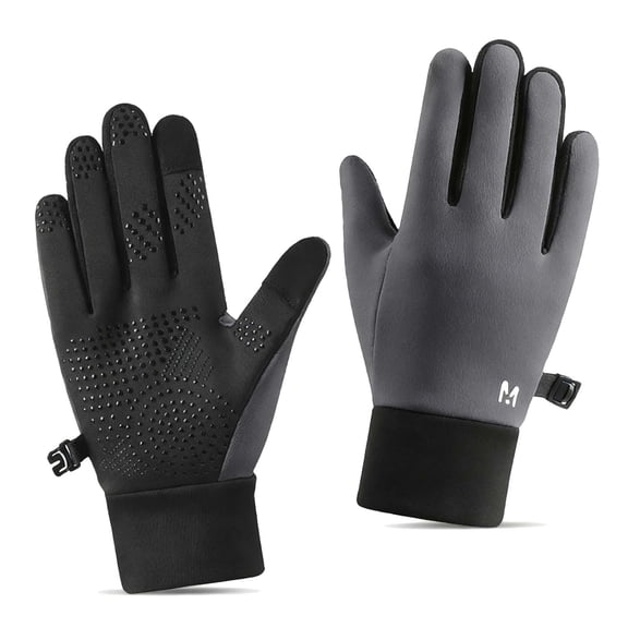 Virmaxy Solid Color Touchscreen Ski Gloves 3-15 Years Water Resistant Fleece Lined Non Slip Grip Adjustable Wrist Strap for Winter Activities