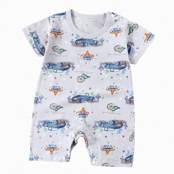 UAYOTSE Baby Boy Clothes Summer Infant Boy Outfits Dinosaur Short Sleeve Zipper Rompers Jumpsuits Bodysuit,Sizes 6-12 Months