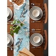 thumbnail image 3 of Table Runner 90 Inches Long for Kitchen Dining, Sea Turtle Coastal Dresser Scarf Farmhouse, Dining Table Decorations for Wedding/Parties, Vintage Teal Nautical Beach Botanical 13 x 90 In, 3 of 9