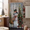thumbnail image 3 of Grey Christmas Bathroom Shower Curtain Xmas Snowman Tree Elk Snowflake Waterproof Washable Shower Curtains for Bathtub Bath Decor with Grommets and Hook 72 X 72 Inch, 3 of 8