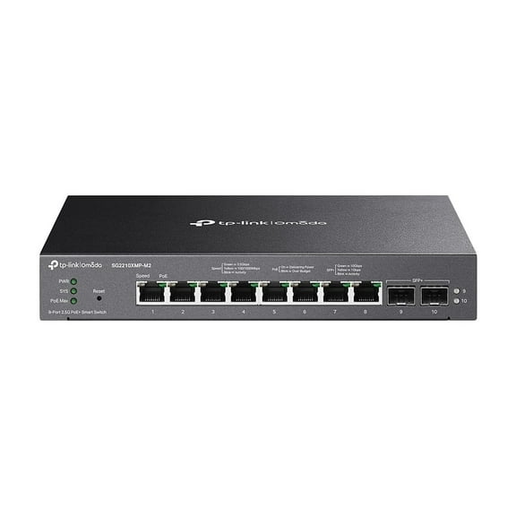 TP-Link Omada 8-Port 2.5GBASE-T and 2-Port 10GE SFP  Smart Switch with 8-Port PoE  - Gigabit Ethernet, 100 Gigabit Ethernet, 2.5 Gigabit Ethernet - 100Base-T, 1000Base-T, 2500Base-T, 10GBase-X - 18...