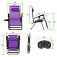 thumbnail image 3 of Geniqua 2 PC Purple Zero Gravity Lounge Chairs Folding Outdoor Beach Patio Recliner Tray Holder, 3 of 8