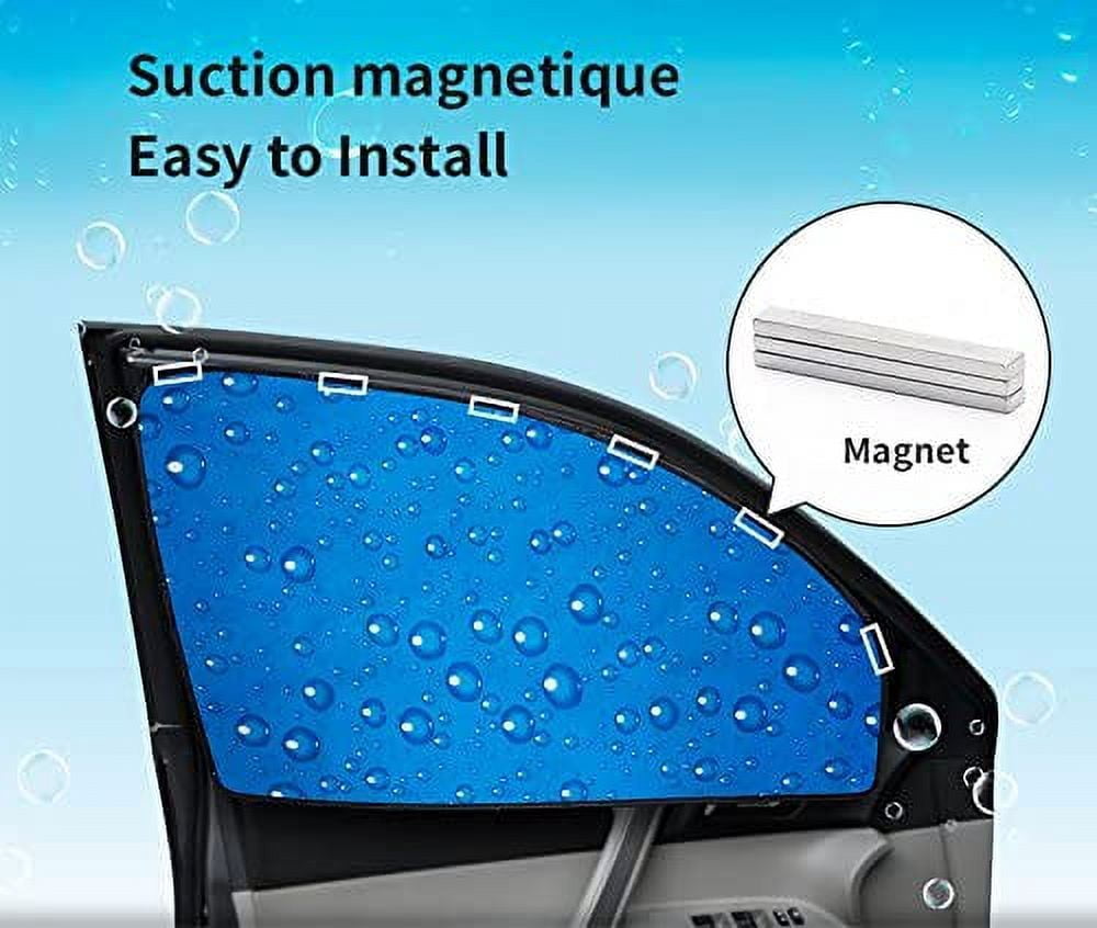 Rideaux Pare-soleil Magnétiques Pour Voiture - 4 Pièces, Argent Et Noir - Protection UV Et Isolation Thermique - 3