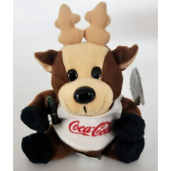 1997 Collectible Coca-Cola Brand Bean Bag Plush - Reindeer In Coca-Cola Tank Top