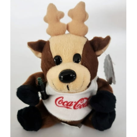 1997 Collectible Coca-Cola Brand Bean Bag Plush - Reindeer In Coca-Cola Tank Top