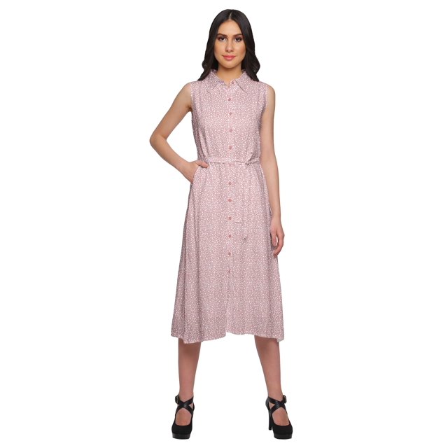 Moomaya Robe Kurti Sans Manches Imprimée avec Poche Chemise de Travail Décontractée