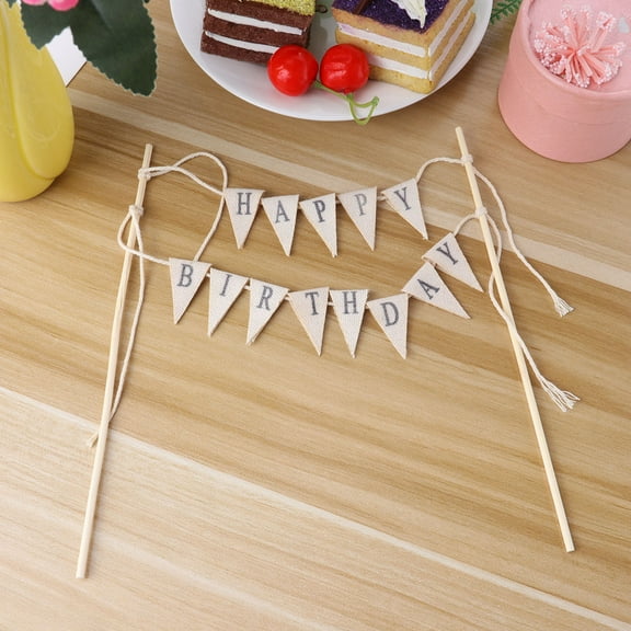 WHAMVOX  Happy Birthday Banner Large Cake Decoration Flag Party Wedding Topper