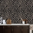 thumbnail image 2 of Peel and Stick Wallpaper Zebra Stripe Beige Black Dark Wall Mural 17.7in x 9.8ft Self Adhesive Removable Wall Paper Renter Friendly Wallpaper for Nursery Bedroom Cabinets, 2 of 8
