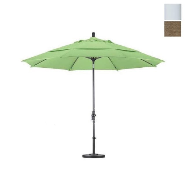 Parasol de Marché en Fibre de Verre 11 Pieds Inclinaison Col Blanc Mat/oléfine/sésame Tissé