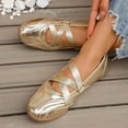 thumbnail image 4 of Women's Mary Jane Sneakers Glossy Leather Lightweight Slip on Casual Tennis Shoes Shiny Barefoot Ballet Flat Shoes, 4 of 8