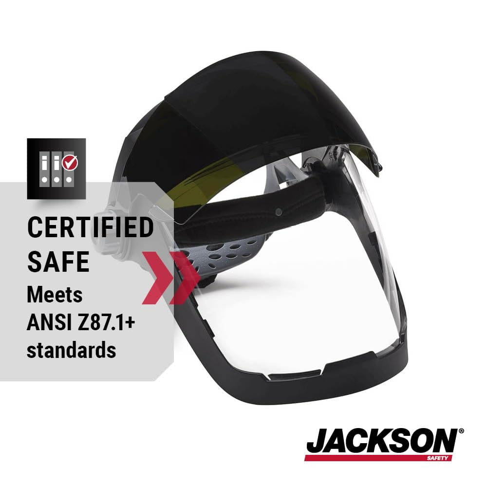 Jackson Safety Jackson Safety - Face Shield - QUAD 500 Premium Multi-Purpose Series - 9' x 12.125' x 0.060" Window - Clear AF with Shade 5 IR Flip Visor - 370 Speed Dial Headgear
