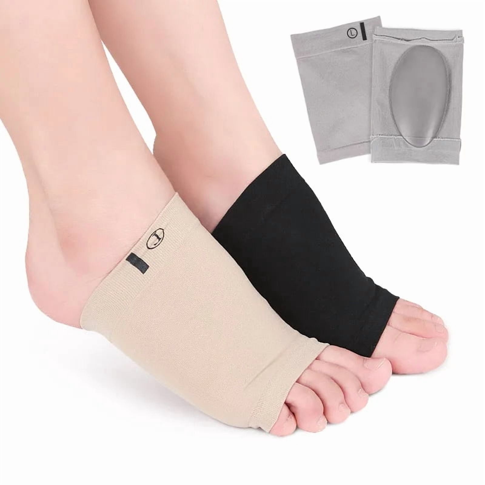 3 Pair Arch Support Sleeves Plantar Fasciitis Heel Spurs Foot Care Flat Feet Relieve Pain Sleeve Socks Orthotic Insoles Pads, Black