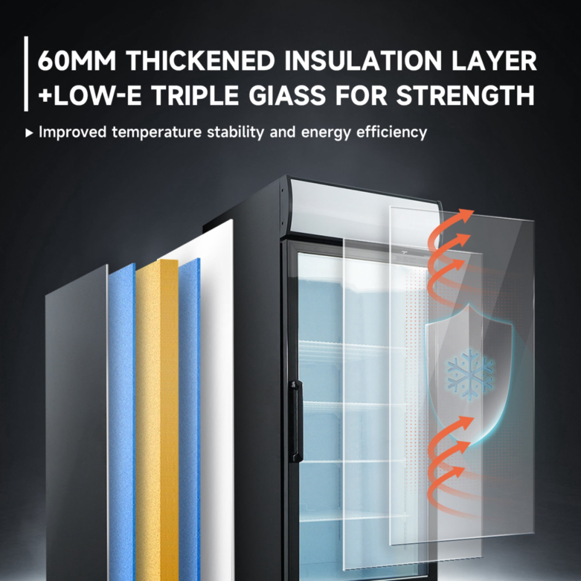16 Cu.Ft Single Door Commercial Upright Display Freezer Merchandiser Glass Doors With ETL Certified, -8 to -1℉,Auto Defrost, Heated Door Frame, LED Lighting, for Cafes, Restaurants, Stores.