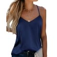 thumbnail image 2 of Ekouaer Women's Spaghetti Straps Tank Tops V Neck Satin Camisole Sleeveless Cami Soft Shirt Tops Blouse, 2 of 3