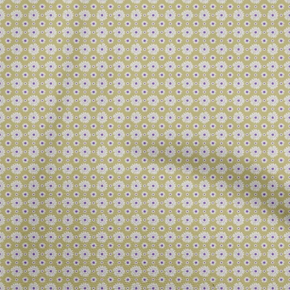 oneOone Cotton Jersey Olive Green Fabric Floral Diy Clothing Quilting Fabric Print Fabric By Yard 58 Inch Wide