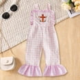thumbnail image 2 of Yindaity Toddler Baby Girl Easter Outfit Overalls Easter Embroidery Romper Flare Pants Bell Bottom Jumpsuit(Red,3-4 Years), 2 of 6