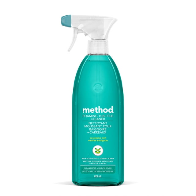 Method Foaming Tub and Tile Cleaner, Natural Cleaner, Eucalyptus Mint Scent, 828 ml
